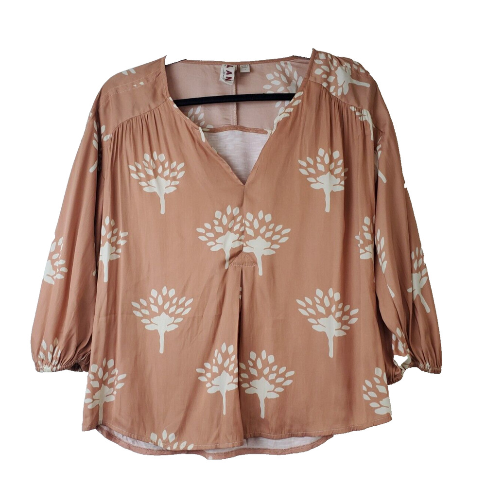 Dolan Anthropologie Womens Top Small Peasant Bohemian Printed Brown Terrcotta